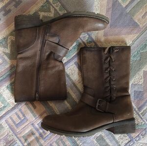 Sofft Belmont Buckle Brown Leather Boots